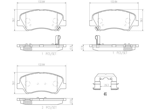 Brembo P18025N Ceramic NAO Series Brake Pads