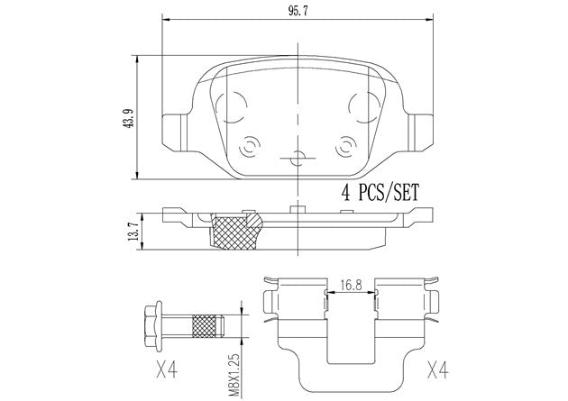 Brembo P23064N Ceramic NAO Series Brake Pads