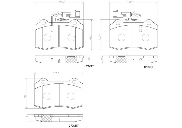 Brembo P23074N Ceramic NAO Series Brake Pads