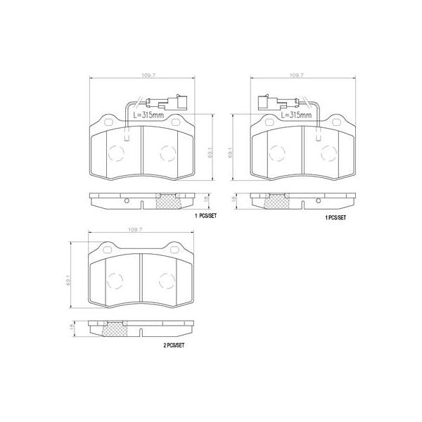 Brembo P23074N NAO Series Premium Ceramic Brake Pad Set Front