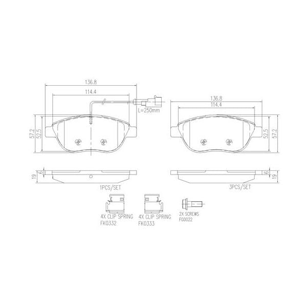Brembo P23087N NAO Series Premium Ceramic Brake Pad Set Front
