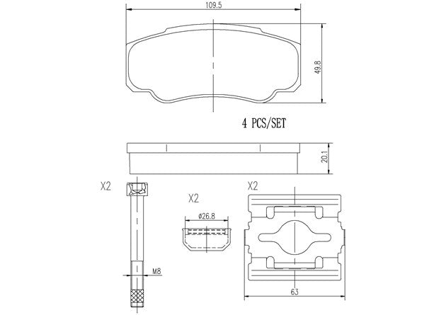 Brembo P23093N Ceramic NAO Series Brake Pads