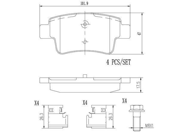 Brembo P23104N Ceramic NAO Series Brake Pads