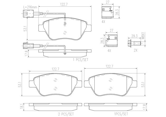 Brembo P23108N Ceramic NAO Series Brake Pads