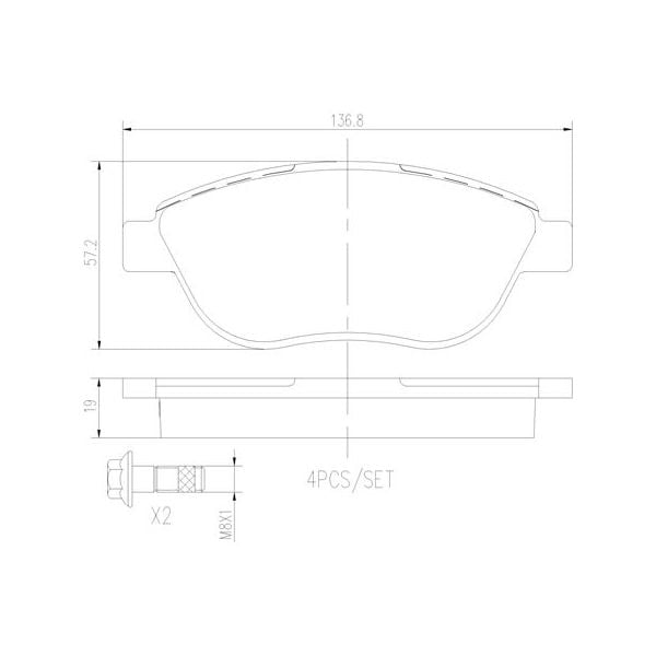 Brembo P23119N NAO Series Premium Ceramic Brake Pad Set Front