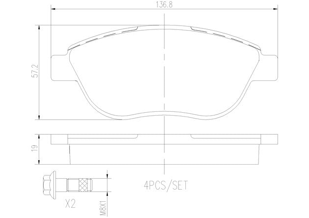 Brembo P23119N Ceramic NAO Series Brake Pads