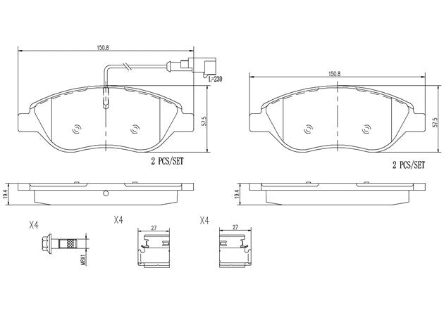 Brembo P23145N Ceramic NAO Series Brake Pads