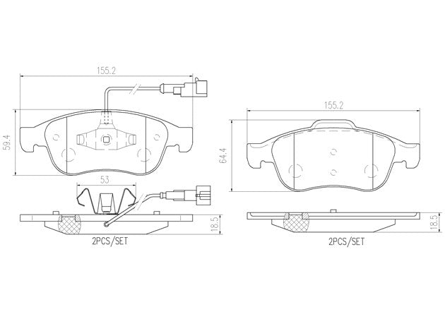 Brembo P23148N Ceramic NAO Series Brake Pads