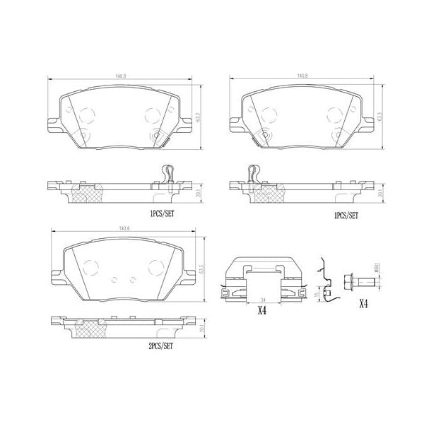 Brembo P23164N NAO Series Premium Ceramic Brake Pad Set Front