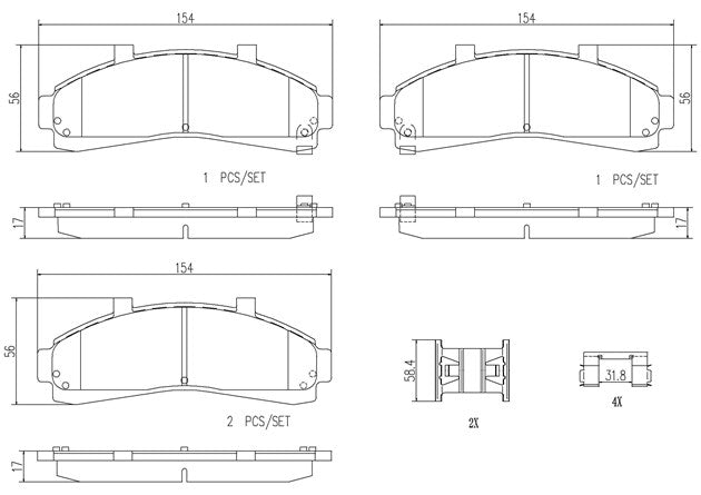 Brembo P24041N Ceramic NAO Series Brake Pads