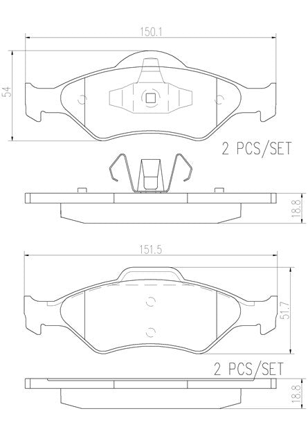 Brembo P24054N Ceramic NAO Series Brake Pads