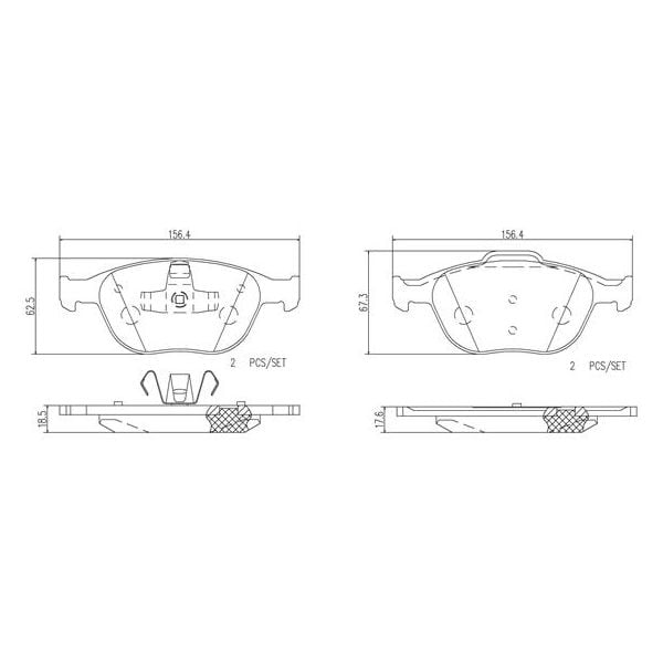 Brembo P24058N NAO Series Premium Ceramic Brake Pad Set Front