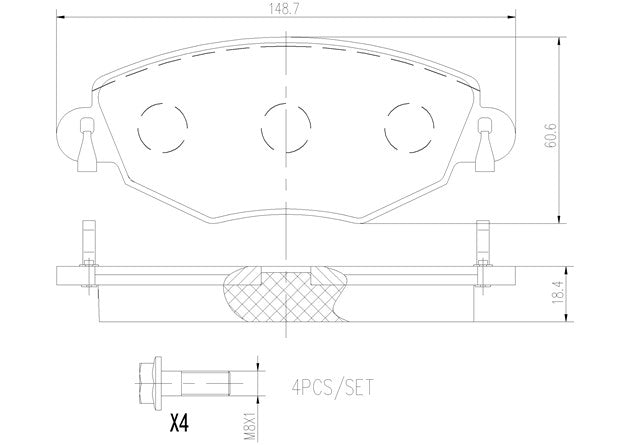 Brembo P24060N Ceramic NAO Series Brake Pads