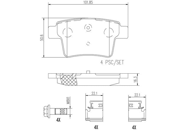 Brembo P24063N Ceramic NAO Series Brake Pads