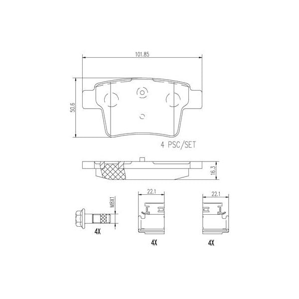 Brembo P24063N NAO Series Premium Ceramic Brake Pad Set Rear