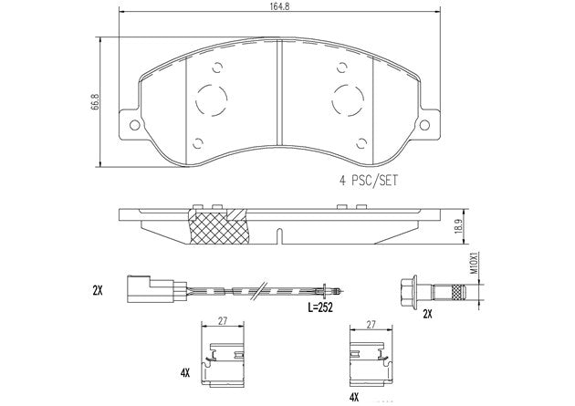 Brembo P24064N Ceramic NAO Series Brake Pads