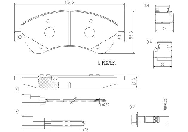 Brembo P24065N Ceramic NAO Series Brake Pads