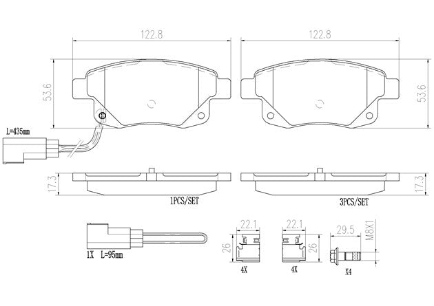 Brembo P24066N Ceramic NAO Series Brake Pads