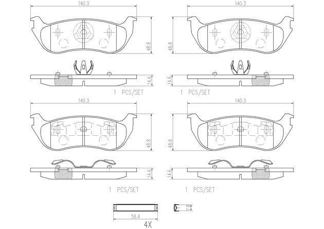 Brembo P24068N Ceramic NAO Series Brake Pads