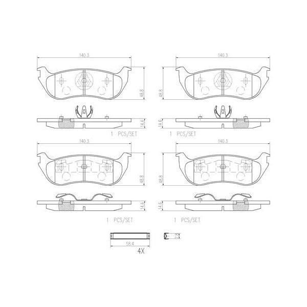Brembo P24068N NAO Series Premium Ceramic Brake Pad Set Rear