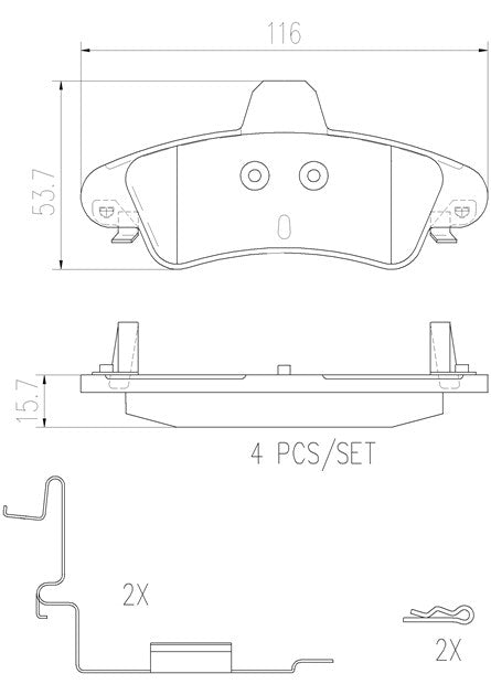 Brembo P24070N Ceramic NAO Series Brake Pads