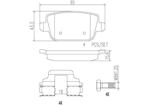 Brembo P24075N Ceramic NAO Series Brake Pads