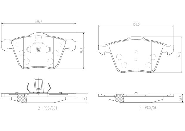 Brembo P24077N Ceramic NAO Series Brake Pads