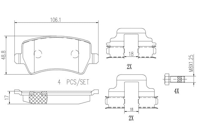 Brembo P24078N Ceramic NAO Series Brake Pads