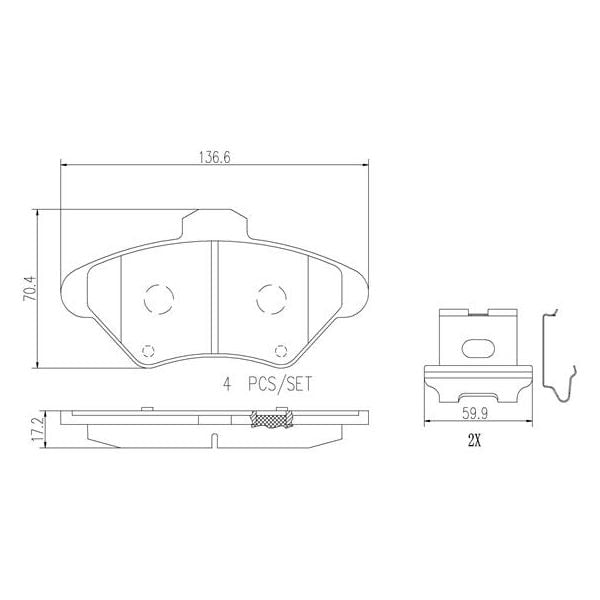 Brembo P24095N NAO Series Premium Ceramic Brake Pad Set Front