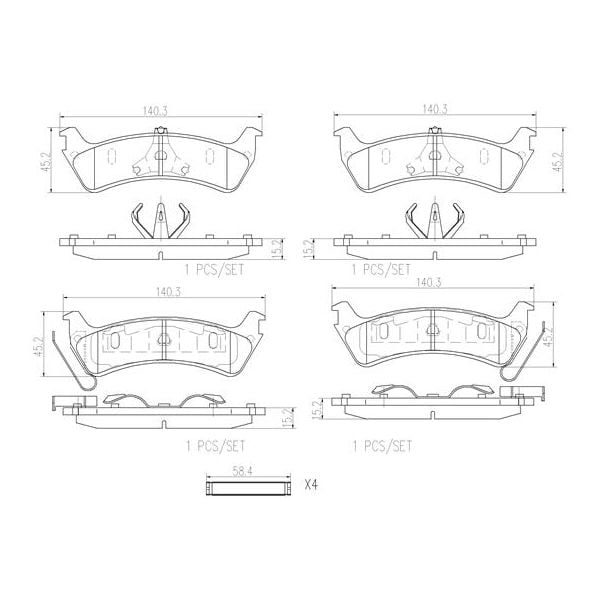 Brembo P24126N NAO Series Premium Ceramic Brake Pad Set Rear