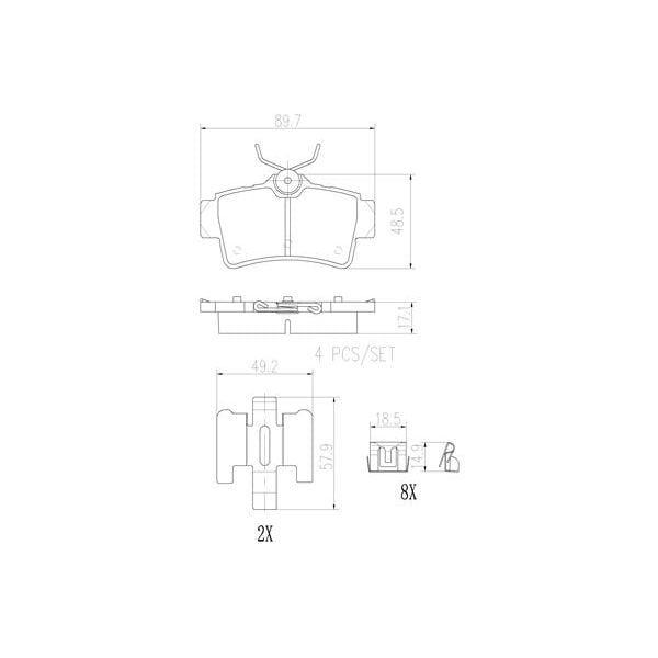 Brembo P24133N NAO Series Premium Ceramic Brake Pad Set Rear