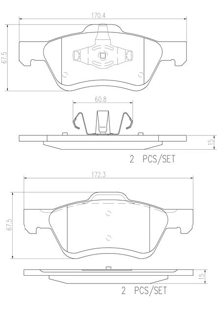 Brembo P24159N Ceramic NAO Series Brake Pads