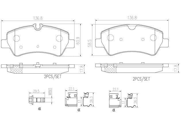 Brembo P24160N Ceramic NAO Series Brake Pads