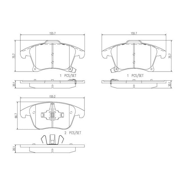 Brembo P24173N NAO Series Premium Ceramic Brake Pad Set Front