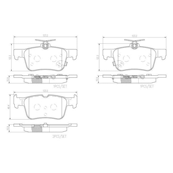 Brembo P24201N NAO Series Premium Ceramic Brake Pad Set Rear