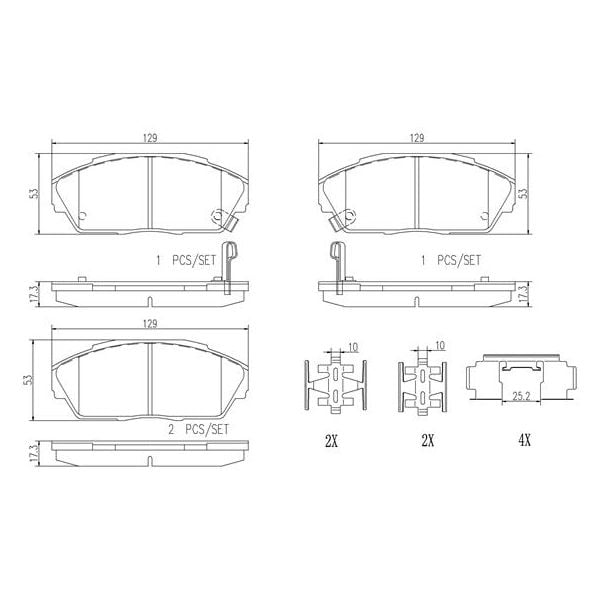 Brembo P28013N NAO Series Premium Ceramic Brake Pad Set Front