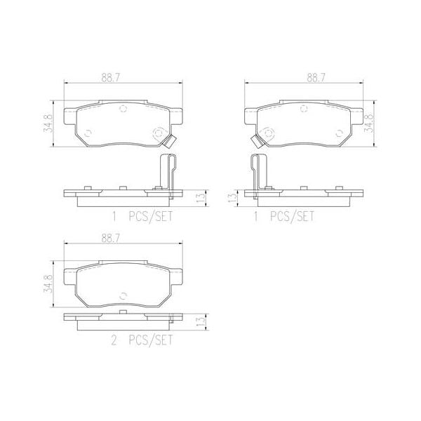 Brembo P28017N NAO Series Premium Ceramic Brake Pad Set Rear