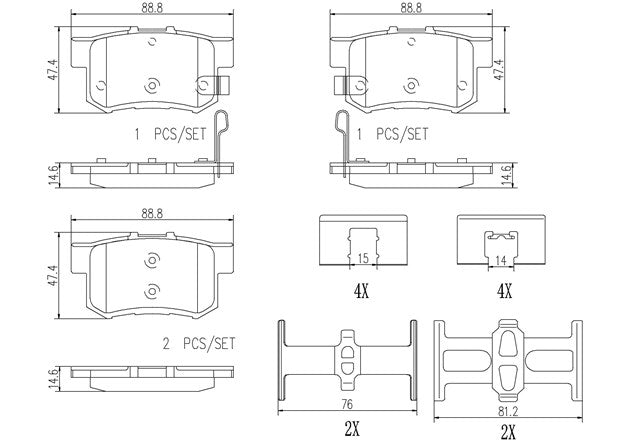 Brembo P28022N Ceramic NAO Series Brake Pads