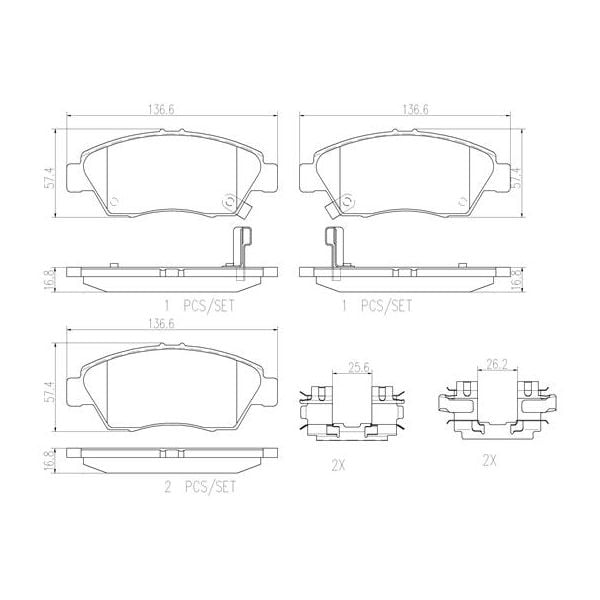 Brembo P28023N NAO Series Premium Ceramic Brake Pad Set Front