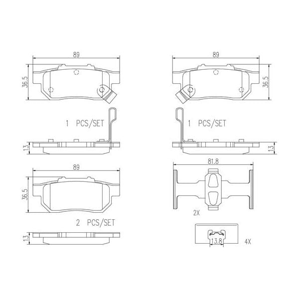 Brembo P28025N NAO Series Premium Ceramic Brake Pad Set Rear