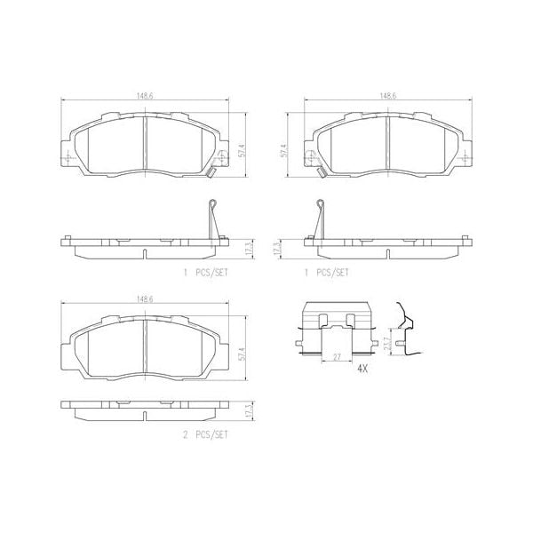Brembo P28026N NAO Series Premium Ceramic Brake Pad Set Front