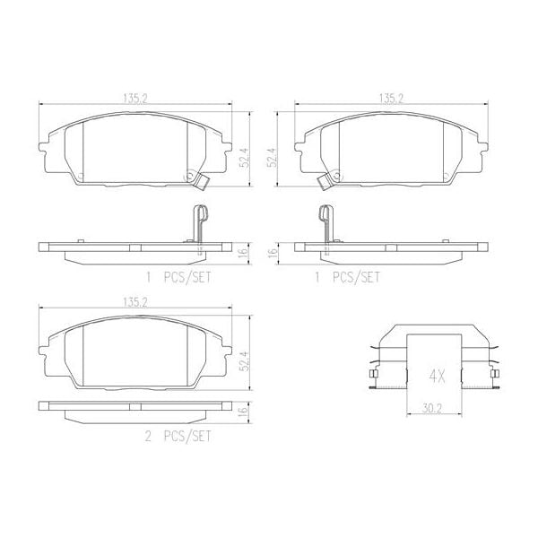 Brembo P28032N NAO Series Premium Ceramic Brake Pad Set Front