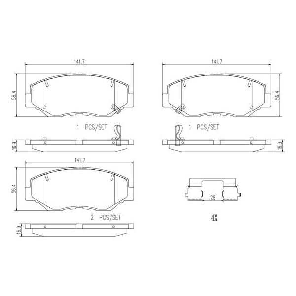 Brembo P28035N NAO Series Premium Ceramic Brake Pad Set Front