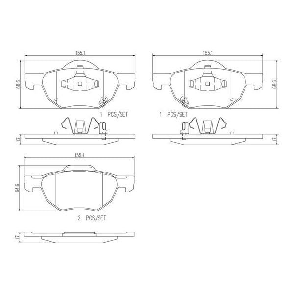 Brembo P28036N NAO Series Premium Ceramic Brake Pad Set Front