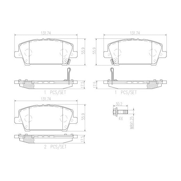 Brembo P28037N NAO Series Premium Ceramic Brake Pad Set Front