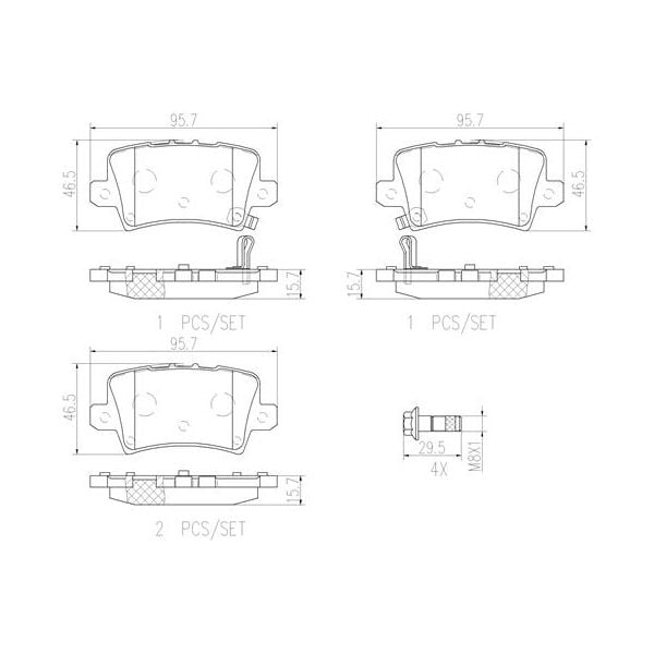Brembo P28038N NAO Series Premium Ceramic Brake Pad Set Rear
