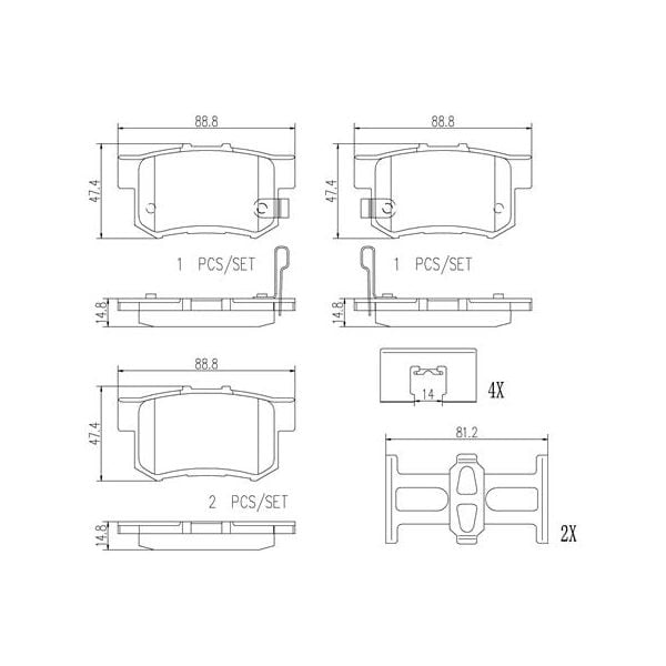 Brembo P28039N NAO Series Premium Ceramic Brake Pad Set Rear
