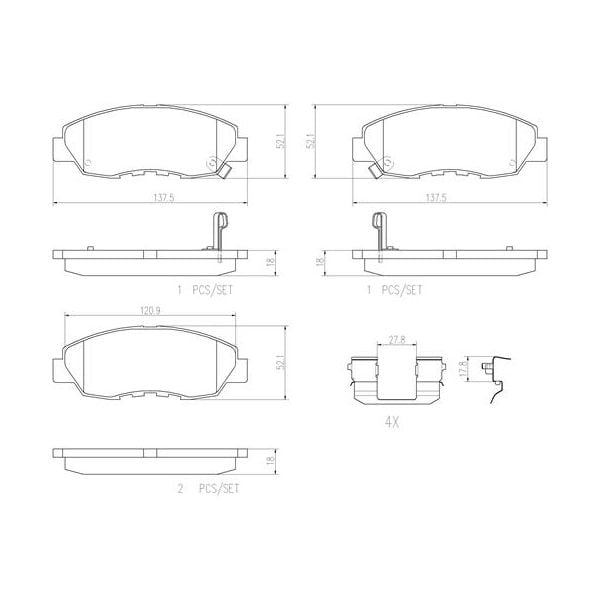 Brembo P28042N NAO Series Premium Ceramic Brake Pad Set Front