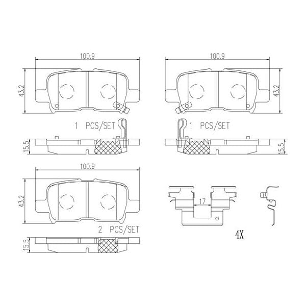Brembo P28057N NAO Series Premium Ceramic Brake Pad Set Rear