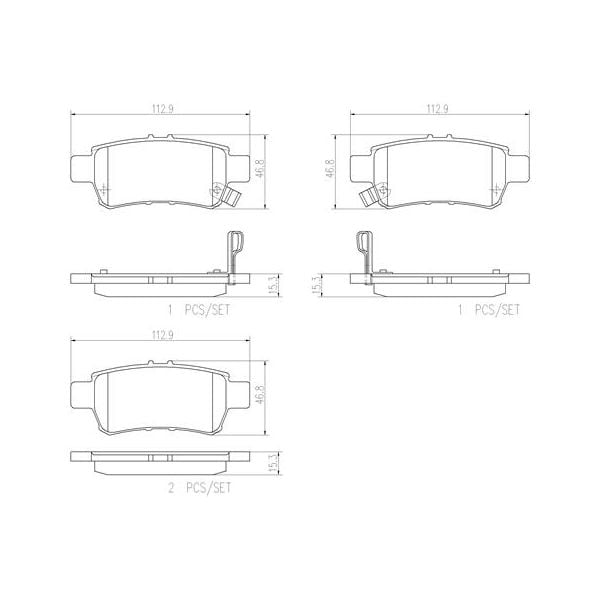 Brembo P28062N NAO Series Premium Ceramic Brake Pad Set Rear